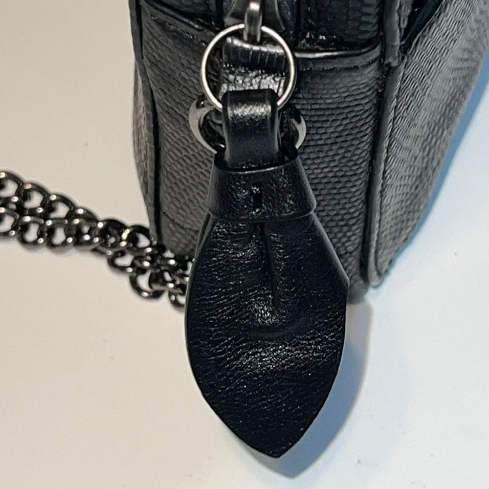 VTG 2013 Coach Poppy Flight Bag in Black‎ Python Embossed Leather Verifi…